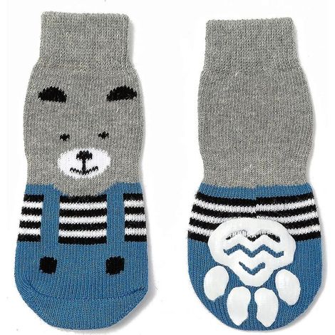 Chaussettes antidérapantes en caoutchouc bleu pour pattes de chiens et de chats - 6 tailles pour petits et grands animaux (1/5)