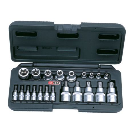 Juego de llaves de vaso y destornilladores TORX KS TOOLS, 1/4'' - 1/2'', 21 piezas