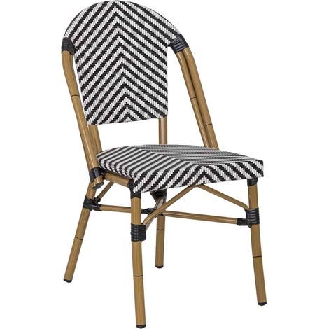Silla de ratán sintético negra y blanca 46x57x88cm