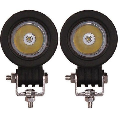 Lot de 2 phares de travail LED 10 W pour moto, voiture, quad, SUV, camion, break, camping-car et vélo (12 V/24 V), faisceau spot/flood, phare de route, feu antibrouillard auxiliaire, faisceau rond. (1/5)