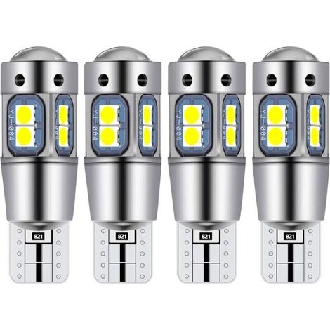 Ampoules LED intérieures pour voiture – T10/W5W, 4 unités, ultra-lumineuses et économiques, compatibles plaque, position, plafonnier (1/5)