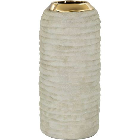 Vase décoratif gris en céramique, diam. 14x30 cm – Lima (1/5)