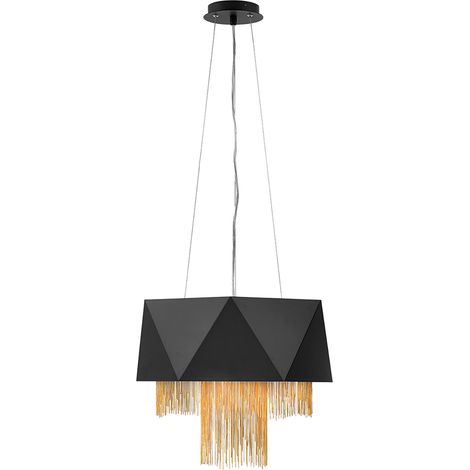 Lampadario Contemporaneo Zuma In Acciaio Nero Satinato Oro 6 Luci E27 (1/5)