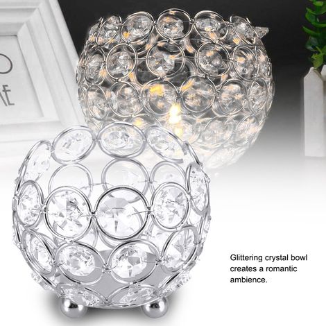 Kristall-Teelichthalter, Tischdekoration für Hochzeiten (Silber, Durchmesser 8 cm) (1/5)