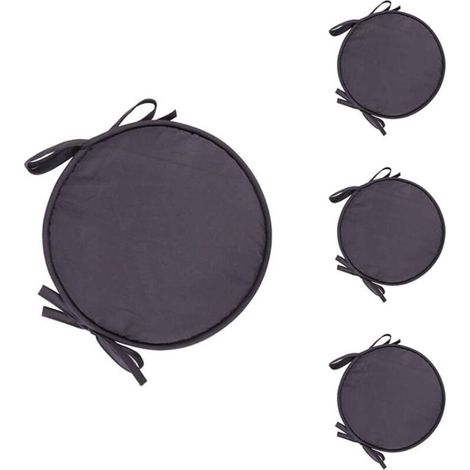 Set of 4 Round Chair Cushions Round Chair Pads for Dining Room Table and Chair with Drawstring 38cm (Dark Grey)