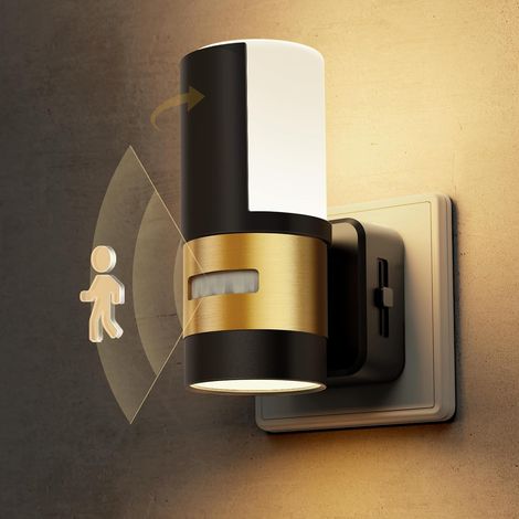 LED Veilleuse avec détecteur de mouvement, blanc chaud 3000K Pivotante à 360°, 0-100 lm veilleuse à intensité variable pour couloir, escalier, chambre à coucher, 1 pièces (1/5)