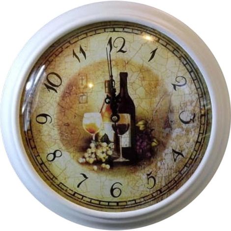 Hängende Wanduhr in weißem Rahmen, Durchmesser 34 cm (1/2)