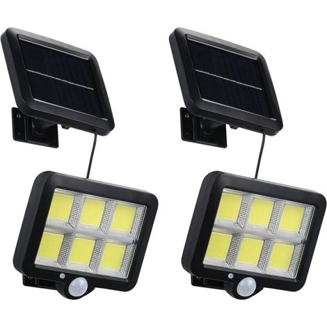 Lampe Solaire Exterieur 2pcs Eclairage Exterieur avec Detecteur de Mouvement 120 Ip65 éTanche Lumiere Solaire Exterieur avec CâBle de 5 M, 3 Modes Spot Solaire pour Jardin (1/4)