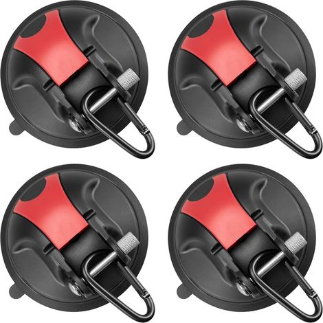 Lot de 4 Crochets à Ventouse Extra Forts pour Camping, Hooks Adhésifs Puissants sans Perçage pour Équipement, Maison, Caravane, Salle de Bain (Verre, Carrelage)