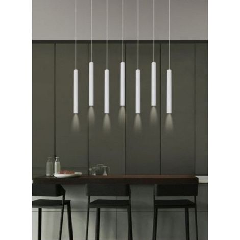 TrAdE Shop Traesio - Lampadario A Sospensione Design Moderno Cilindro Soffitto Attacco Gu10 Ip20 A61 - Bianco