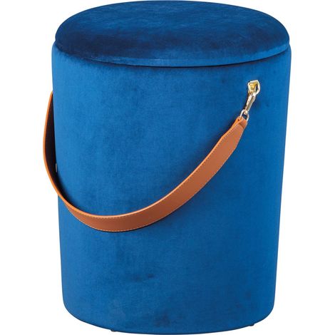 Pampurs Fusshocker, Hocker mit Aufbewahrung blau und braun.