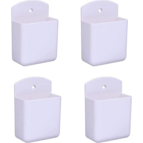 Pack de supports de télécommande blancs, support de télécommande, support mural, boîte de rangement multimédia pour la maison, le bureau, la chambre (1/4)
