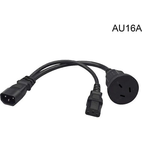Adaptateur de Corde d'Alimentation Y C14 vers C13 + Prise AU10A/16A - Câble de Division de Courant (1/4)