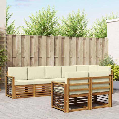 vidaXL Sofagarnituren 8 pcs Natur und Creme Massivholz Akazie (1/5)