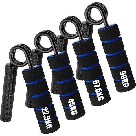 Handtrainer Vingertrainer, 4-pack onderarmtrainer voor maximale greepkracht, greepkrachttrainer van gehard staal en aluminium, vingerhalter met greeppolster (1/5)