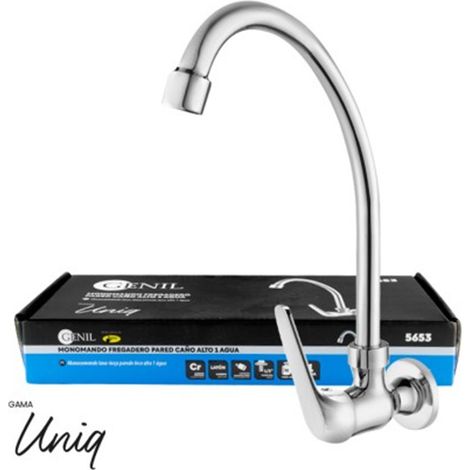 Monomando Fregadero Pared Caño Alto 1 Agua Gama Uniq (1/5)