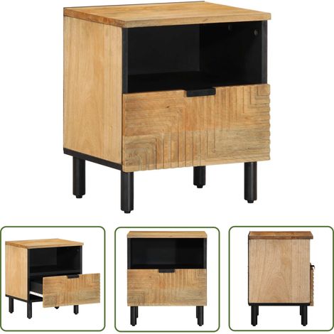 vidaXL Table de chevet marron 40x33x46 cm bois de manguier solide (1/5)