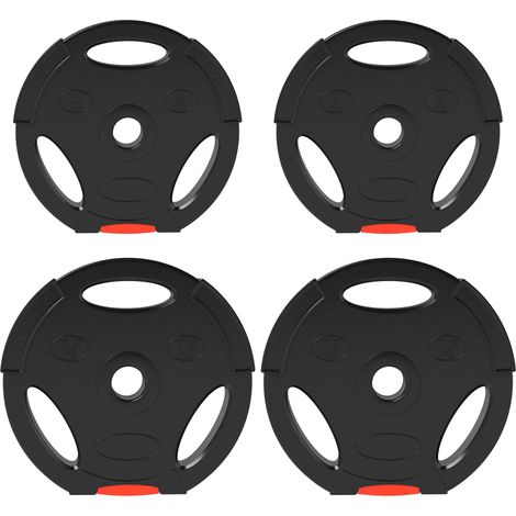 Ensemble de 4 disques de musculation pour l'entraînement, la salle de sport, les séances à domicile, le renforcement musculaire : 2 disques de 7,5 kg et 2 disques de 5 kg, noirs. (1/5)