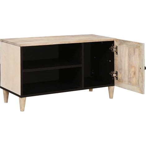 Meuble TV，Banc TV，Armoire TV Blanc 80 x 33 x 46 cm bois de manguier massif CFW205513 (1/5)
