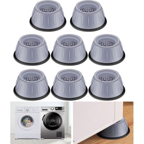 Tapis anti-vibrations pour machine à laver (8 pièces), coussinets antibruit, supports universels pour lave-linge et sèche-linge DENUOTOP (1/4)