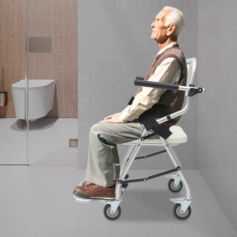Asiento de ducha plegable, silla de ducha con ruedas, silla de baño portátil con ruedas (1/5)