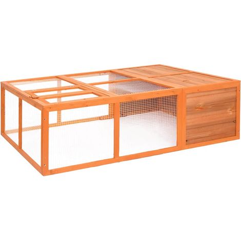Cage pour animaux - Clapier Poulailler pour lapins poulets de jardin 150x100x50 cm Bois de sapin massif BV839897 - BonneVie (1/5)
