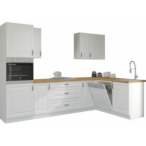 Mobilier1 – Ensemble de cuisine modulaire angulaire blanc 162x218 cm – MDF stratifié 16 mm – Conception pour espaces optimisés – Fabrication Union européenne (1/5)