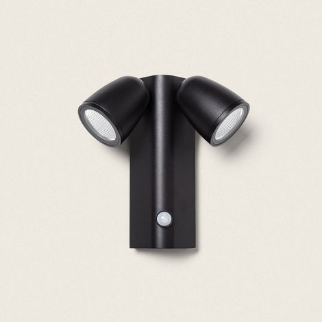 Applique Murale Extérieure LED 12W Aluminium avec Détecteur de Mouvement PIR Abel 2 Spots Noir (1/5)