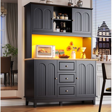 Meuble rangement armoire LED 120x40x180 cm noir OKMYHOME (1/5)