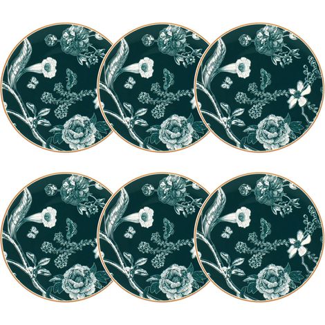 Lot de 6 assiettes à dessert en porcelaine 20cm, BOTANIC (1/4)
