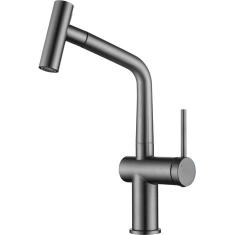 Ceramia Miscelatore da cucina monocomando Timeless in acciaio inox con doccetta estraibile, gun metal spazzolato (TMLKF185BGM) (1/5)