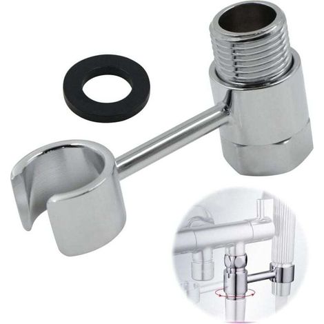 Soporte para alcachofa de ducha - Conexión de 20 mm, alcachofa universal ajustable 360° para montaje en pared, ideal para baño y aseo. Portátil y reemplazable, no requiere perforación. Acabado en lató