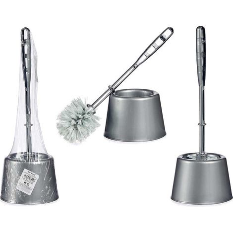 Set 10 unidades ESCOBILLERO DE PLASTICO CON ESCOBA PLATA 36cm