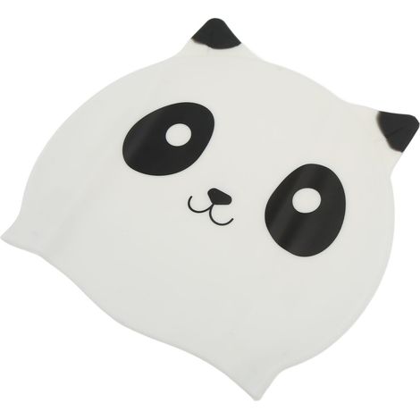 Bonnet de bain enfant en silicone avec motifs à motifs 3D, protection auditive, pour cheveux courts et longs, garçon ou fille, panda blanc (1/5)