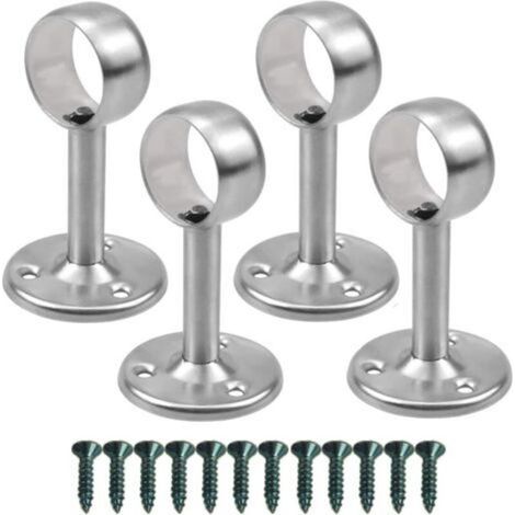 4 Pièces Support de Tringle à Rideau Support de fixation pour plafond, Acier Inoxydable Support Tringle Penderie Support Barre Penderie avec Vis pour Armoire de Rideau de Douche (25mm) (1/5)