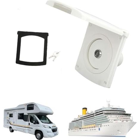 Orifice de remplissage d'eau avec 2 clés, alimentation par gravité, 7,9 x 7,9 cm, étanche IP44, pour camping-car, caravane, remorque (1/5)
