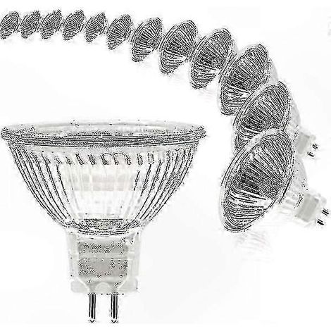 Ampoule halogène GU5.3 12 V 20 W, blanc chaud 2 700 K, à intensité variable, culot 2 broches, lot de 12 (1/4)
