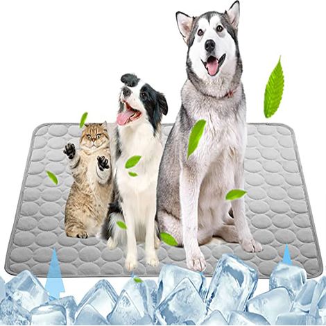 1 Tapis rafraîchissant, réversible en soie glacée, lavable, pour chien et chat, intérieur extérieur voyage (1/5)