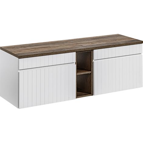 Waschtischunterschrank 140cm Zelie mit 2 Schubladen, Weiß