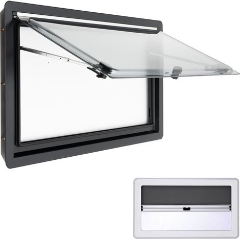 Fenêtre de camping-car 900 x 500 mm - 70 ° - Avec moustiquaire et store intégré - E13 - Externe - Push - Pour caravane, van et camping-car (1/5)