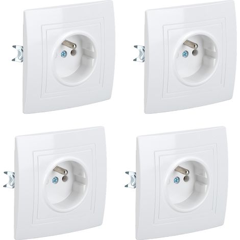 Presa a muro completa da 16 A 220 V - Ideale per ristrutturazioni - Bianca - 82 x 82 mm - 8 pezzi (1/5)