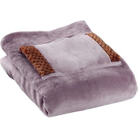 Couverture chauffante avec chauffe-mains, couverture électrique portable USB, couverture chauffante en flanelle douce, oreiller lavable en machine, coussin chauffant pour la maison 60 × 80 cm (violet) (1/3)