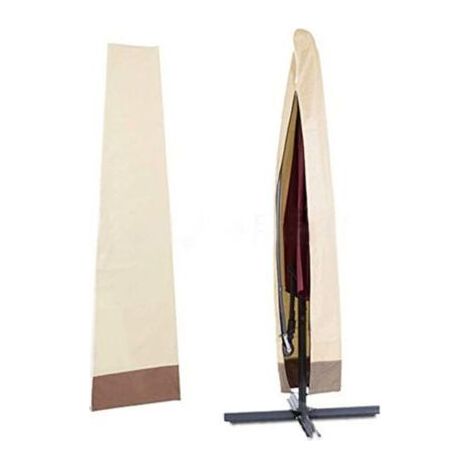 Housse Parasol Jardin Extérieur,Couverture Protection pour Parasol en 600D Oxford Imperméable avec Sac de Rangement pour Terrasse,Jardin Anti-UV/Vent (200x60x55cm Beige Café)- (1/5)