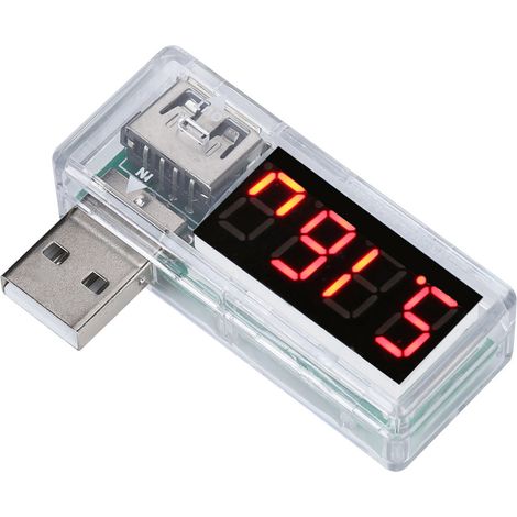 Lot de 2 testeurs de courant et de tension USB portables (voltmètre, ampèremètre) pour chargeurs de téléphone portable (blanc). (1/5)