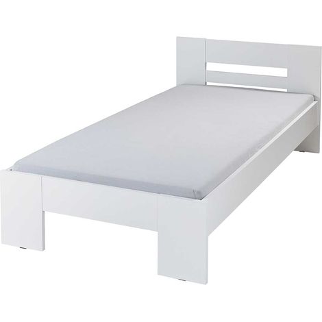 Lit adute en bois coloris blanc - longueur 204 x profondeur 96 x hauteur 71 cm (1/3)