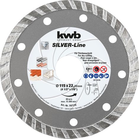 KWB disco diamante continuo 115x2.5x22 mm hormigon 49797170 , Disco de diamante continuo 115 × 2,5 × 22 mm para hormigón 49797170, diseñado para realizar cortes limpios, precisos y (1/3)