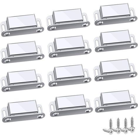 Loquet Magnético, 12 piezas de cierres magnéticos, imanes potentes y robustos para armarios hasta 6 kg, para cajones, puertas de ducha, armarios, gabinetes y muebles (45 mm - 12 unidades) (1/4)