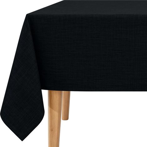 Nappe 80x80 cm aspect lin noir, hydrofuge, antitaches