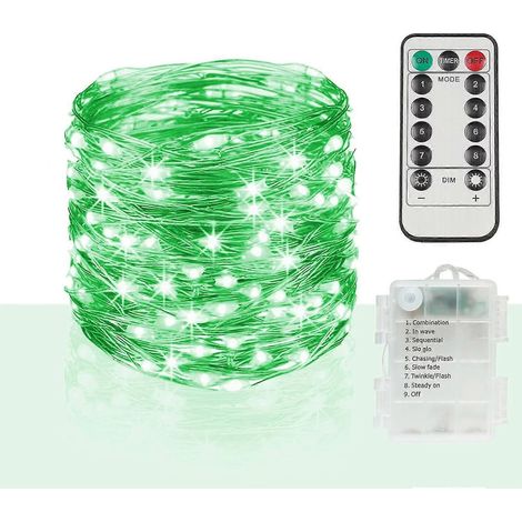 Lichterkette zum St. Patrick's Day, 10 Meter lange Lichterkette mit 100 LEDs und Fernbedienung, grüne Fee (1/5)