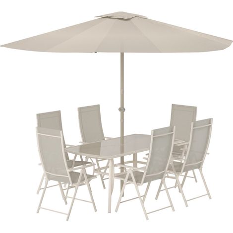 Ensemble Table de Jardin & 6 Chaises "Brekki" 150cm Beige